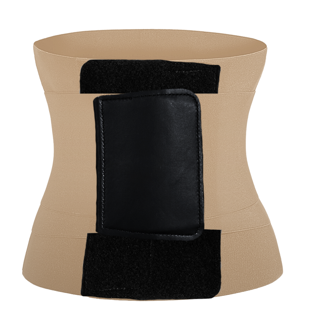 Corset minceur bege da marca Homyl, roupa modeladora para emagrecimento, visível na imagem com detalhes de textura.