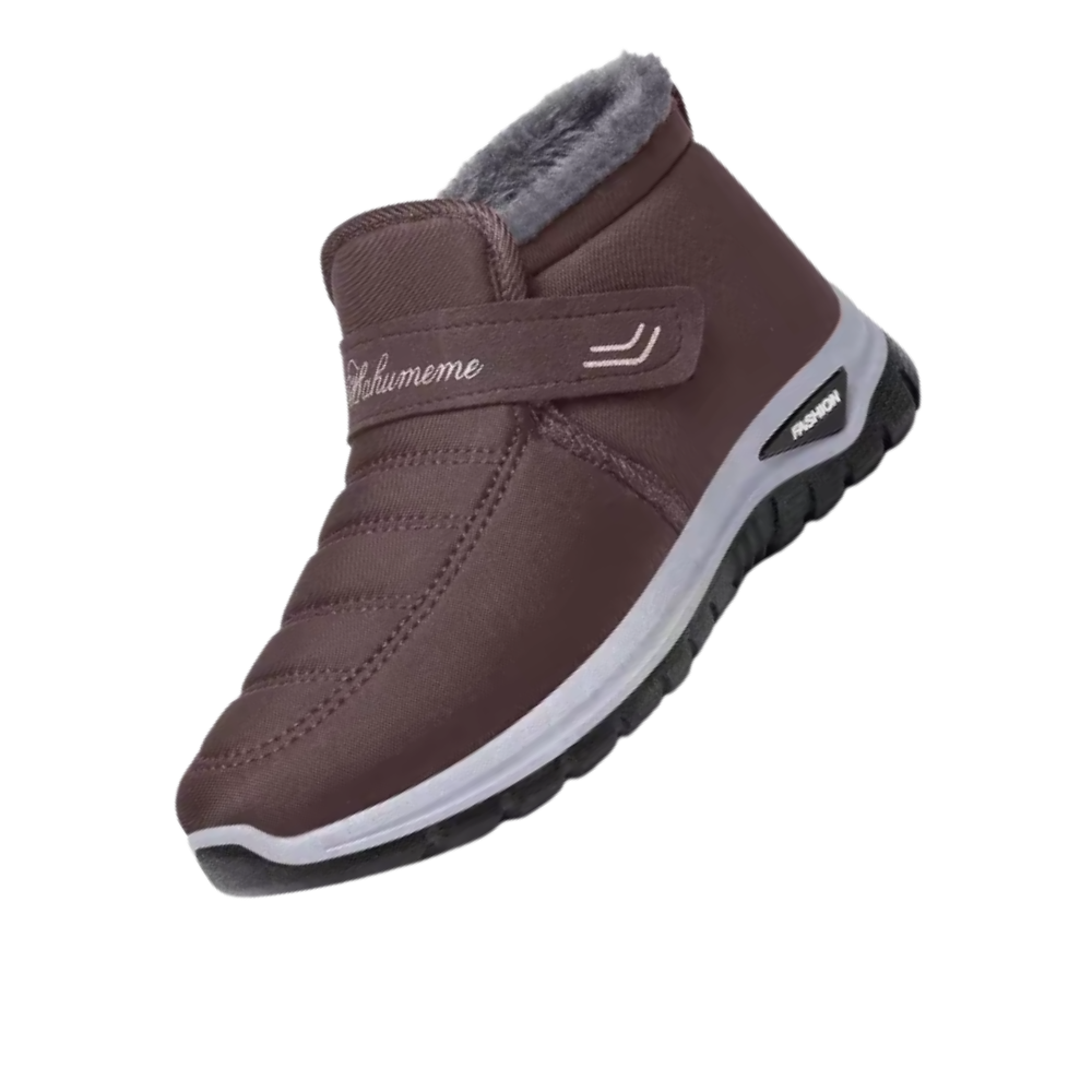 Botinas de inverno acolchoadas da Notime com isolamento térmico, ideal para atividades e esportes de inverno, na cor marrom.