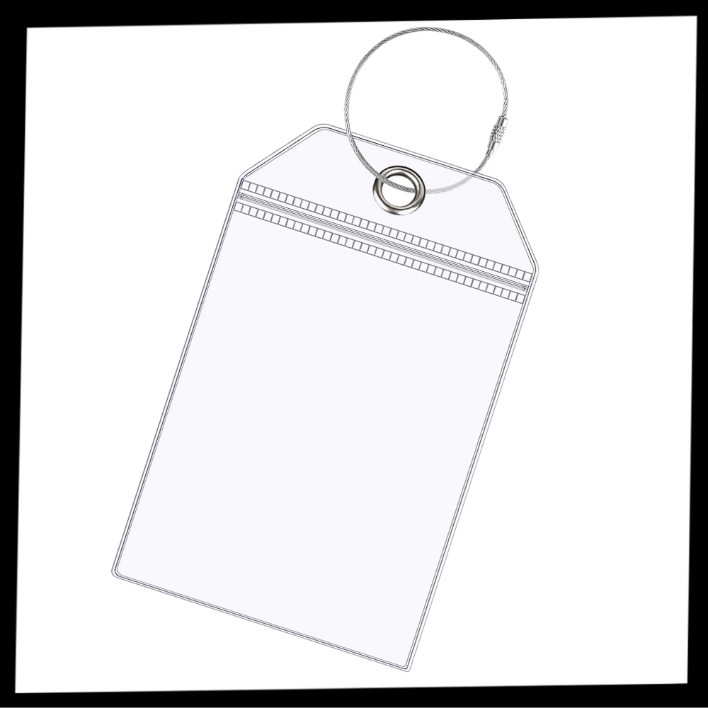 Conjunto de etiquetas para bagagem impermeáveis e personalizadas da marca Highwind, visíveis com design resistente e detalhes de identificação.