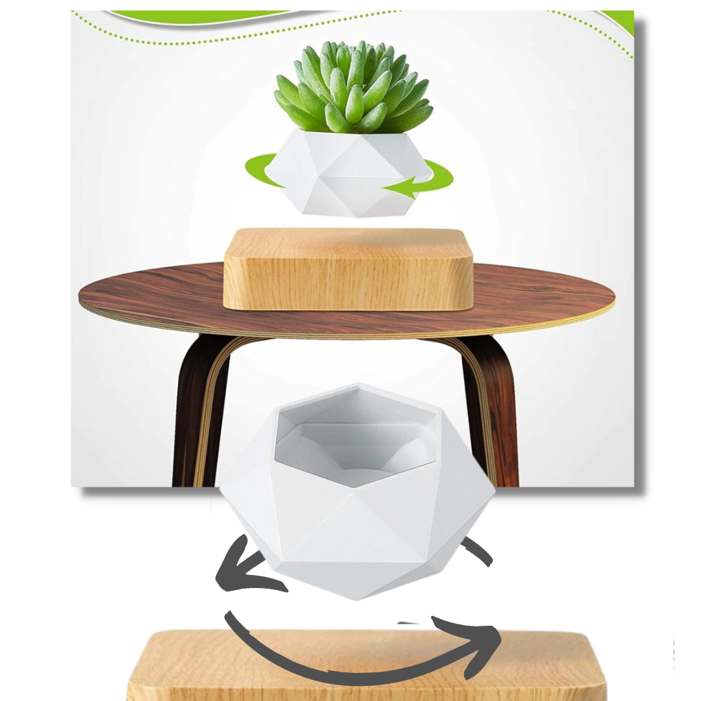 Cubo de jardim Cute Party em tom marrom claro com pote de planta flutuante em levitação, decorativo e moderno.