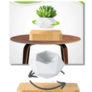 Cubo de jardim Cute Party em tom marrom claro com pote de planta flutuante em levitação, decorativo e moderno.