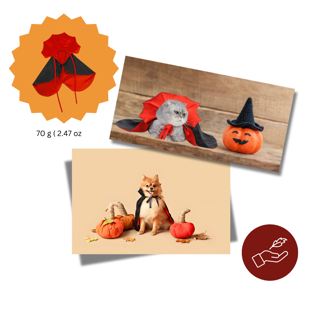 Fantasia de Halloween de Drácula para animais de estimação, leve e confortável, com detalhes de penas, da marca Iflyooy
