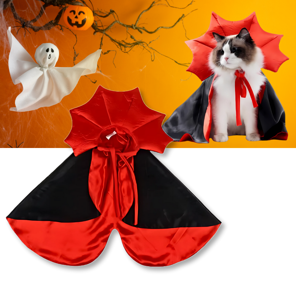 Fantasia de Halloween de Drácula para animais de estimação da marca Iflyooy, com capa e detalhes assustadores para pets.