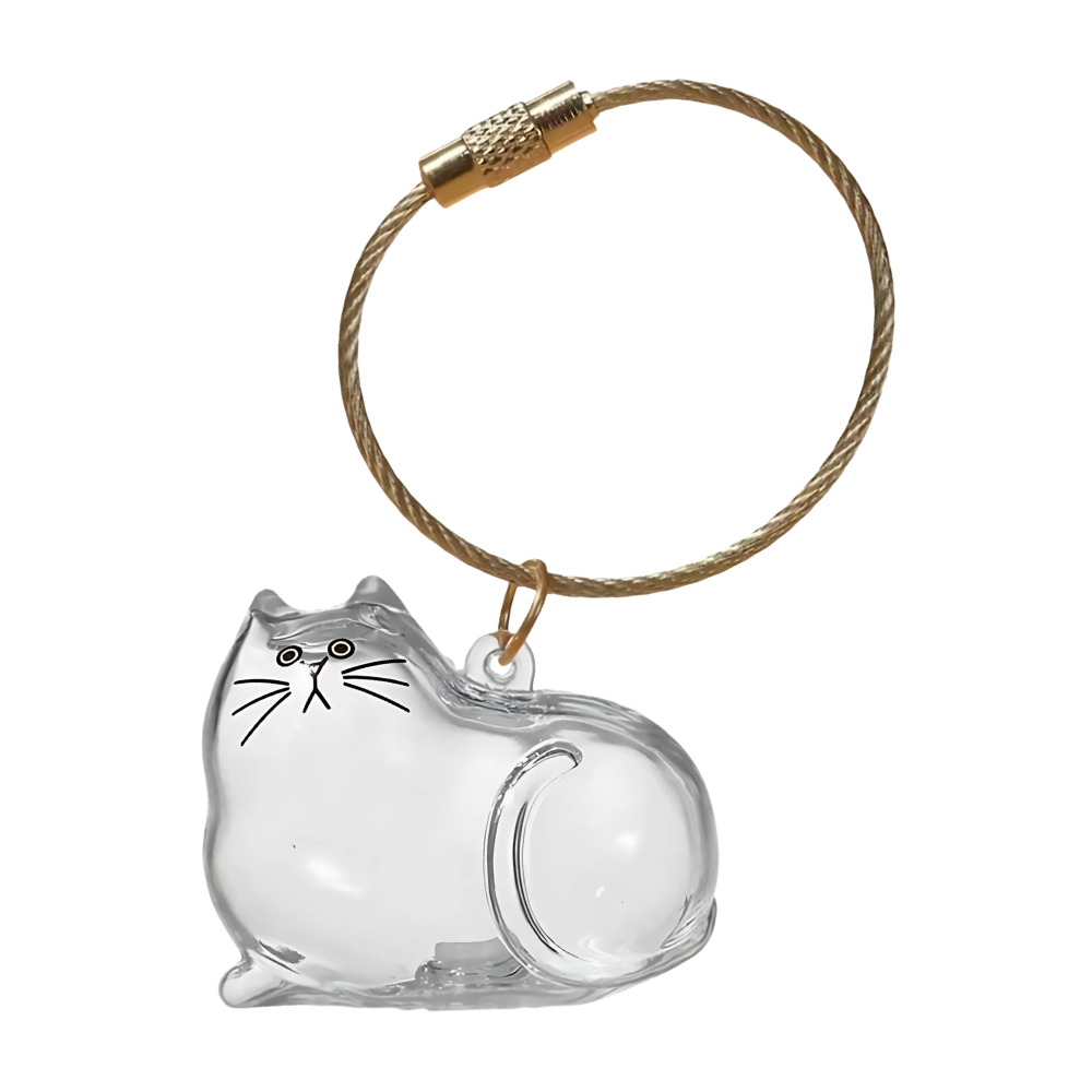 Chaveiro em cápsula com pelúcia de gato branco fofo, acessório para animais de estimação da marca Allasfun