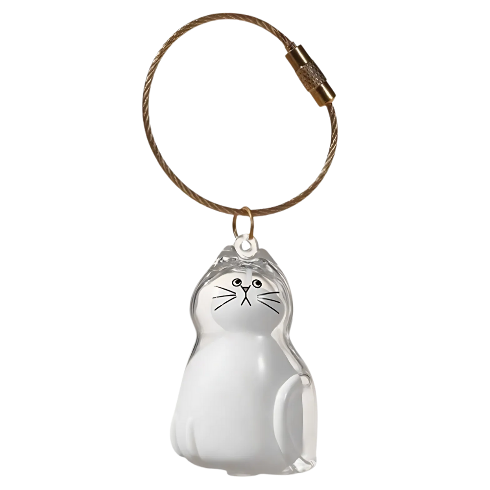 Porte-clés cápsula com pelagem de gato fofo, acessório decorativo para animais de estimação, da marca Allasfun.