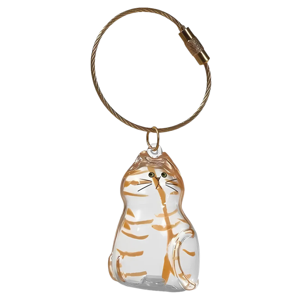 Porte-clés cápsula com pelo de gato dourado, acessório decorativo para animais de estimação, da marca Allasfun.