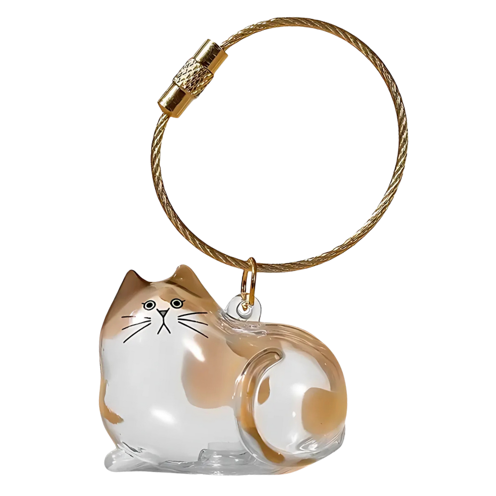 Porte-clés cápsula de pelúcia com pelo de gato, em tom rosé dourado, acessório de charme para animais de estimação Allasfun