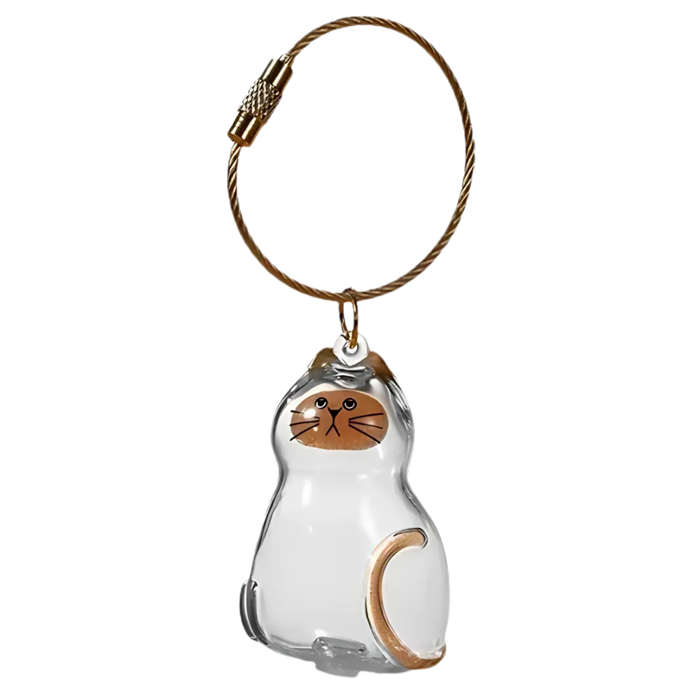 Chaveiro cápsula com pelos de gato fofo, acessório para animais de estimação, da marca Allasfun, com detalhes de pelúcia e brilho.