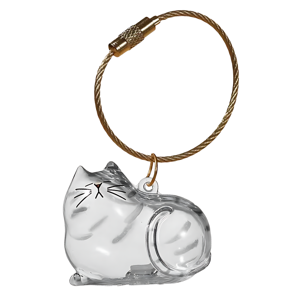 Chaveiro em forma de cápsula com pelúcia de pelo de gato branco, acessório para animais de estimação, da marca Allasfun.