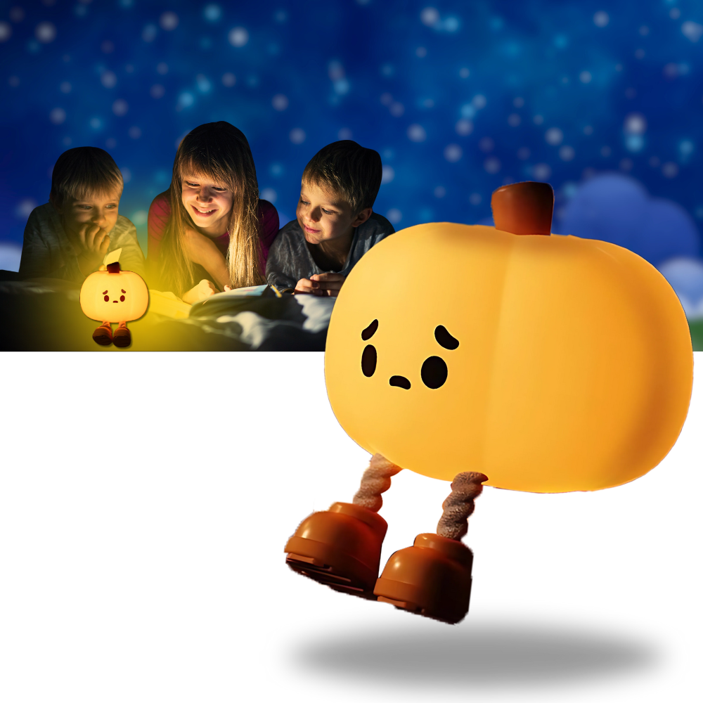 Luminária de abóbora triste e fofa da Belleviee, iluminação suave para ambientes aconchegantes e decorativos.