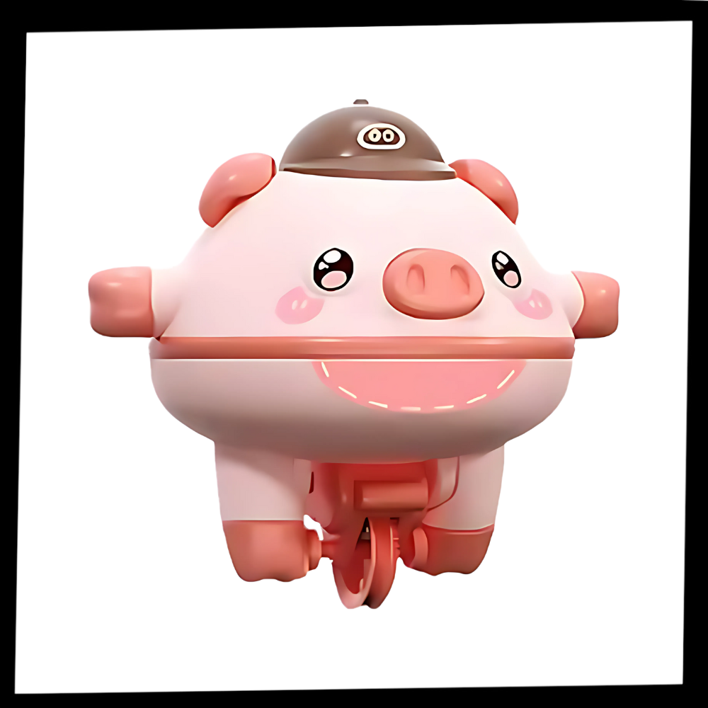 Brinquedo coelhinho equilibrista da Jhomerit, brinquedo de atividade fofo com piggy em equilíbrio, pacote com o brinquedo completo.