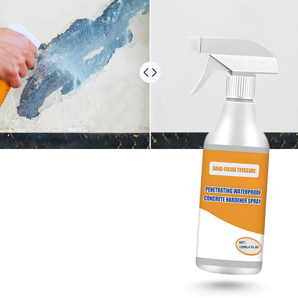 Spray durcisseur e impermeabilizante para concreto, produto de proteção da marca Cuticate, aplicado na superfície de concreto.