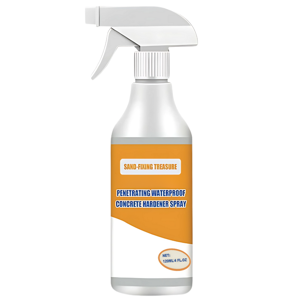 Spray durcisseur e impermeabilizante para concreto da marca Cuticate, aplicado na superfície de uma laje de concreto.