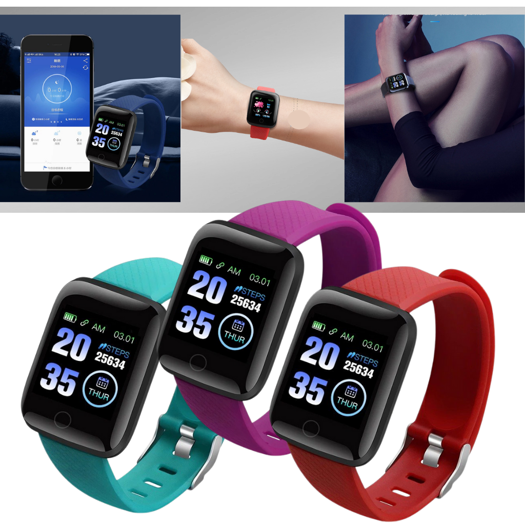 Relógio inteligente D13 com tela sensível ao toque, ideal para roupas fitness e esportes, na cor preta.