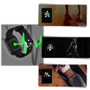 Relógio inteligente D13 com tela sensível ao toque, ideal para roupas fitness e esportes, em acabamento preto.