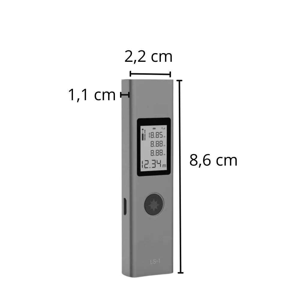 Télémètre laser digital inteligente Daakro, ferramenta de medição com visor digital e design compacto, para medições precisas.