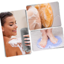 Escova de banho relaxante DabuLiu para costas e pés, com cerdas cinzas para higiene e massagem corporal.