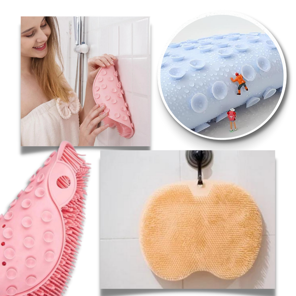 Escova de banho relaxante DabuLiu para costas e pés, com cerdas suaves e design ergonômico para cuidado corporal.