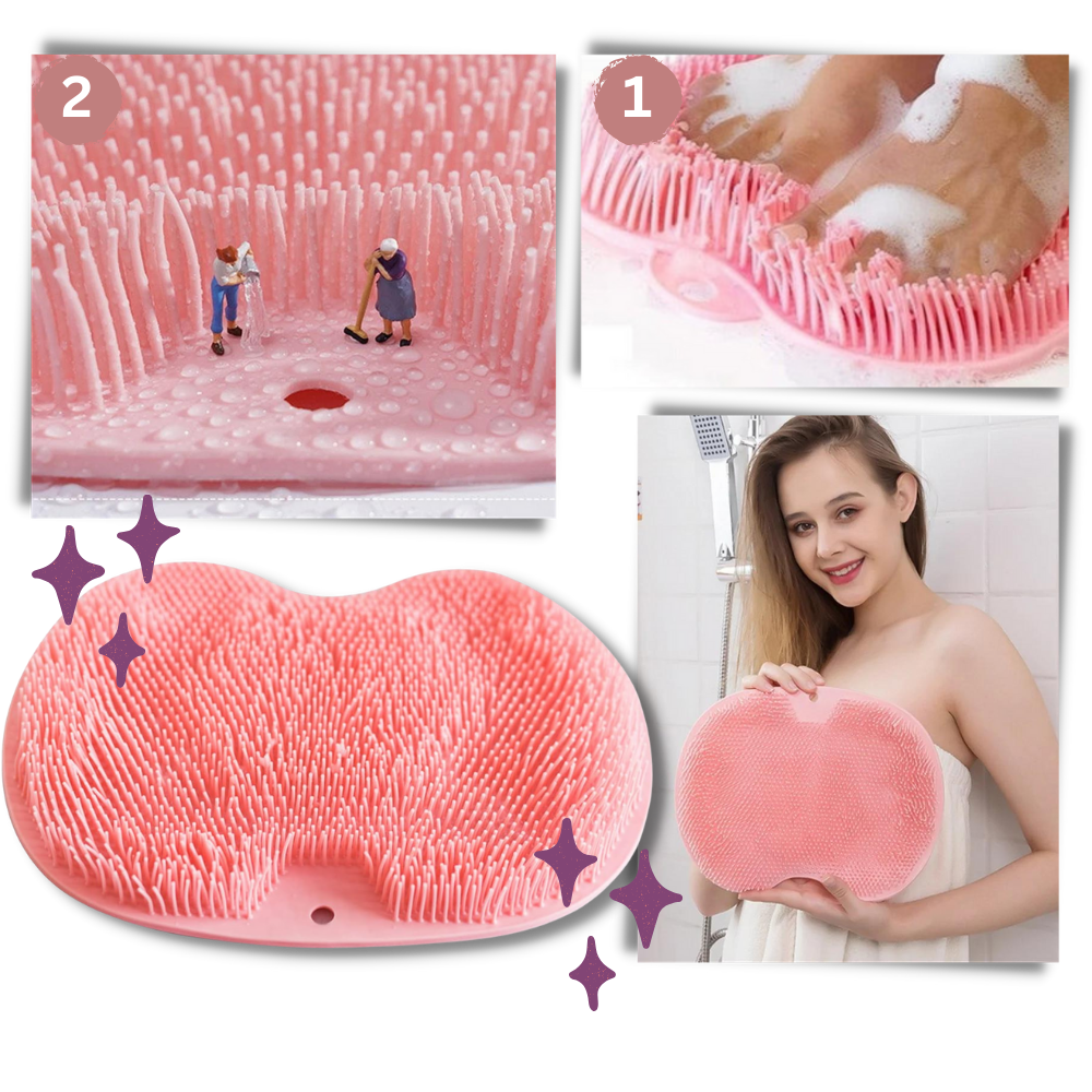 Escova de banho relaxante DabuLiu para costas e pés, com cerdas em tom cinza, ideal para cuidados corporais.