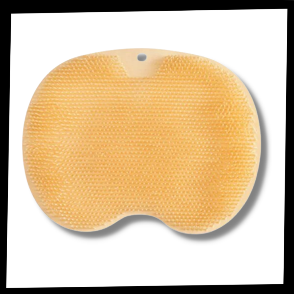 Escova de banho relaxante DabuLiu para costas e pés, com cerdas de silicone cinza para higiene e bem-estar.