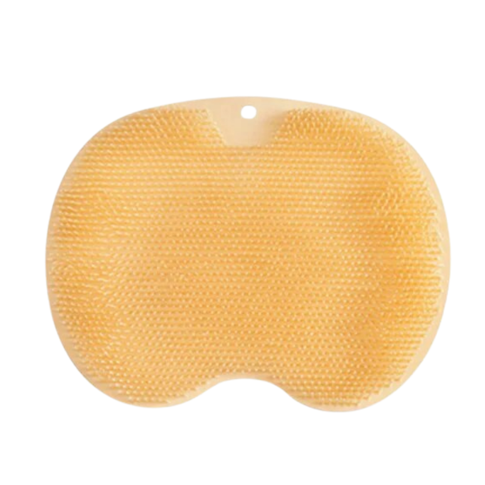 Escova de banho relaxante DabuLiu para costas e pés, com cerdas cinzas para limpeza e massagem corporal.