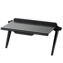 Bureau multifuncional Daciye preto com prateleira para monitor, superfície de trabalho ampla e espaço para organização.