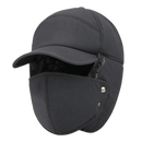 Chapéu coupe-vent unissexe Dadaria azul marinho, com proteção para o rosto e ouvidos, feito de material leve e resistente.