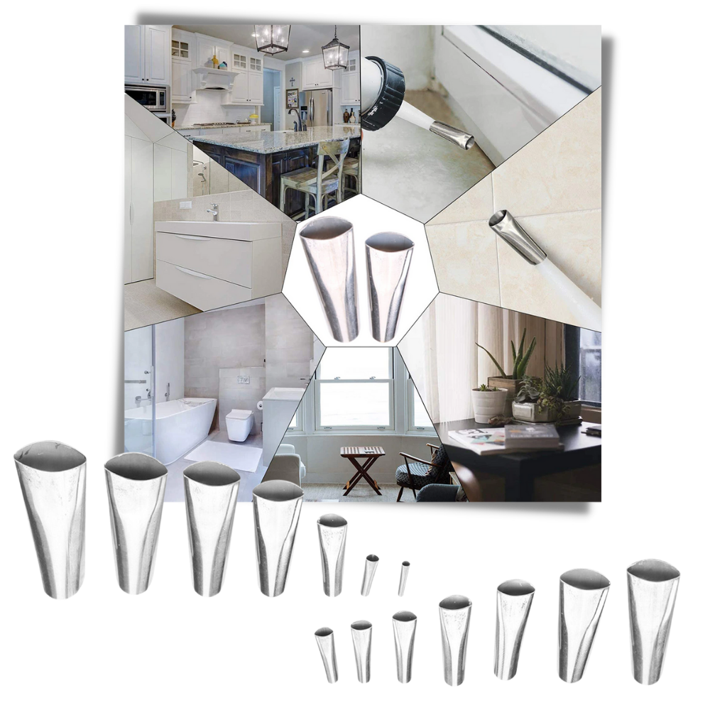 Conjunto de fixações e suportes de encanamento em aço inoxidável da Danjastic para calafetagem em instalações hidráulicas.