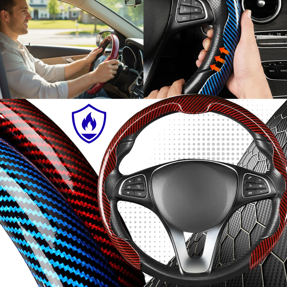 Capa antiderrapante para volante Darshion, acessório de manutenção e decoração de veículos, em vermelho, ajustada ao volante.
