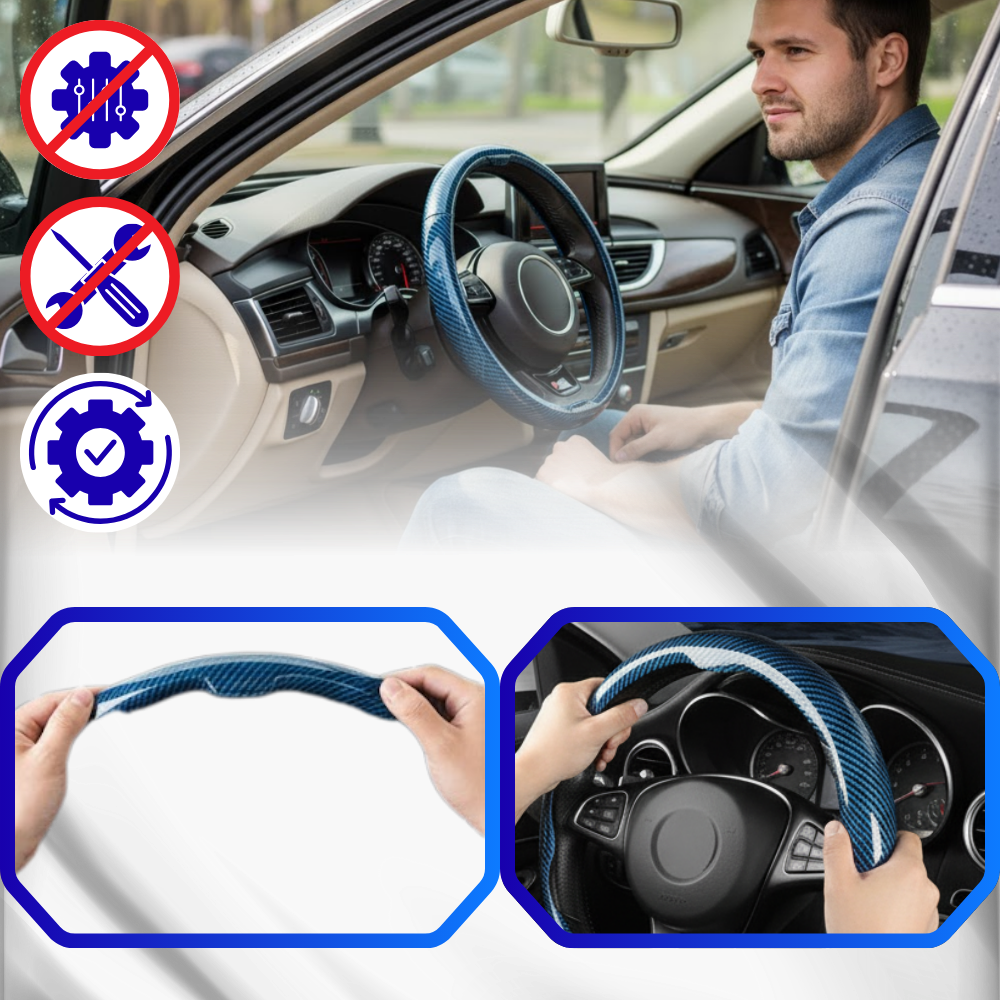 Capa antideslizante para volante Darshion de cor vermelha, protegendo e decorando o interior do veículo.