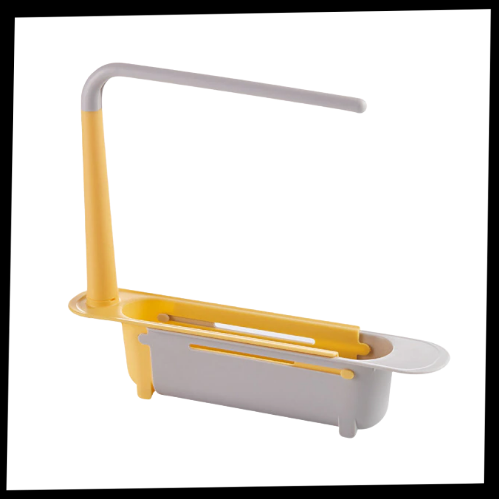 Suporte de armazenamento extensível para pia Deago, utensílios de cozinha verdes, organizado e prático.