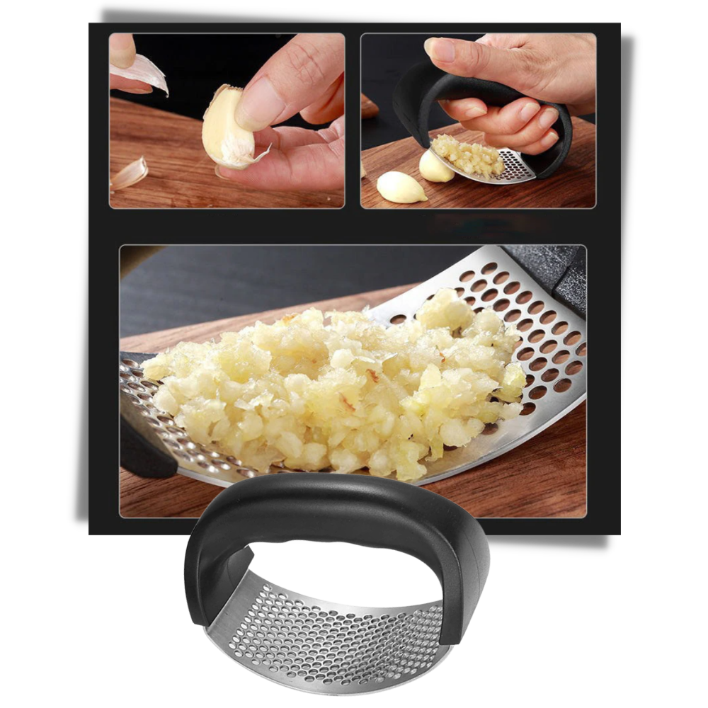 Presse-ail de aço inox da marca Dechoicelife, utensílio de cozinha para amassar alho de forma prática e eficiente.