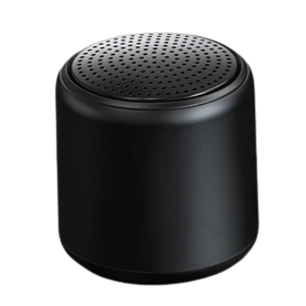 Mini alto-falante Bluetooth Floepx com graves profundos, design compacto e cor preta, ideal para áudio portátil de alta qualidade.