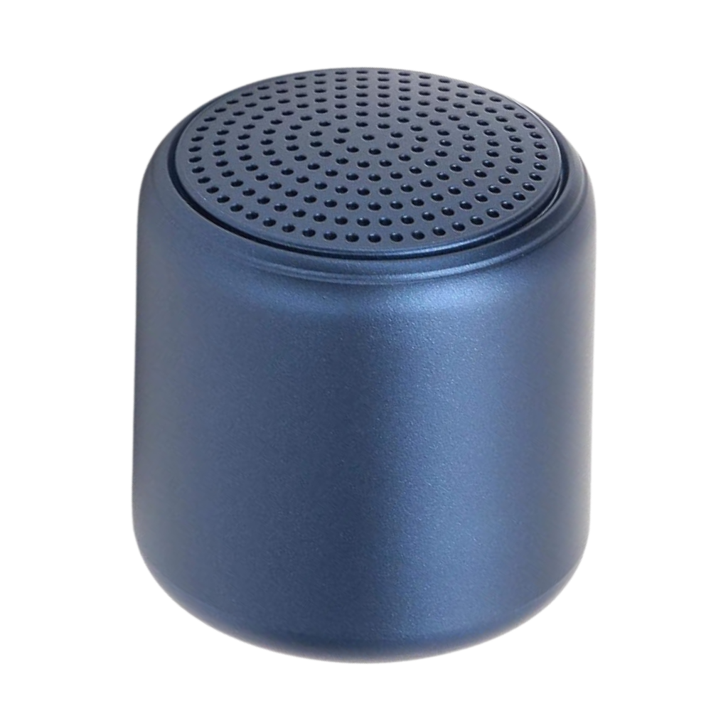 Caixa de som Bluetooth mini Floepx com graves profundos, design compacto e cor azul, para áudio portátil de alta qualidade.