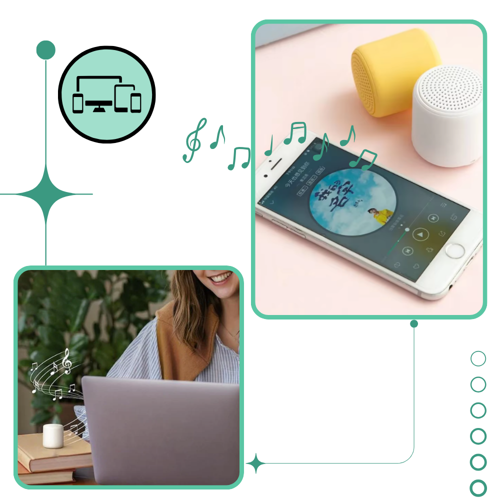Mini alto-falante Bluetooth Floepx com graves profundos, componentes de áudio portátil compatível com dispositivos móveis.