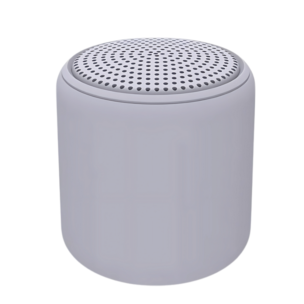 Mini alto-falante Bluetooth Floepx com graves profundos, componente de áudio portátil na cor cinza.