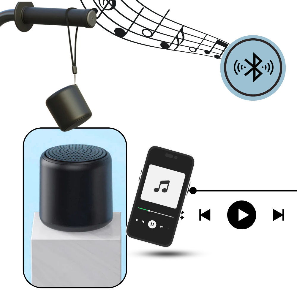Mini alto-falante Bluetooth Floepx com graves profundos, componentes de áudio portátil e compacto para som de alta qualidade.
