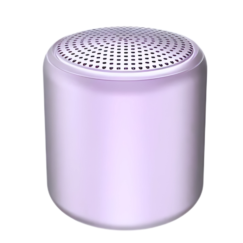 Mini caixa de som Bluetooth Floepx com graves profundos, em cor roxa, para áudio portátil e de alta qualidade.