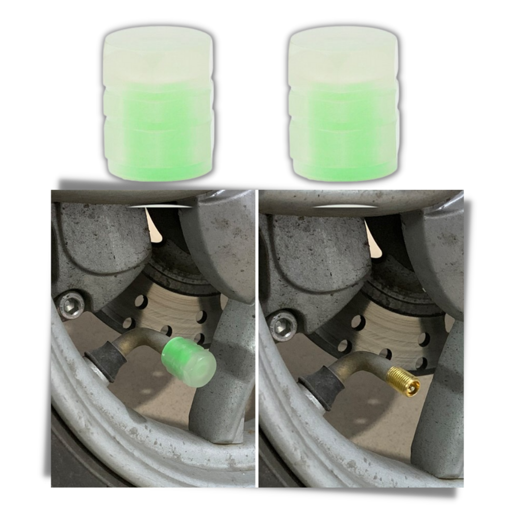 Bouchons de valves lumineux Dicoly pour voitures, pièces détachées automobiles et motos, en bleu, visibles en image.