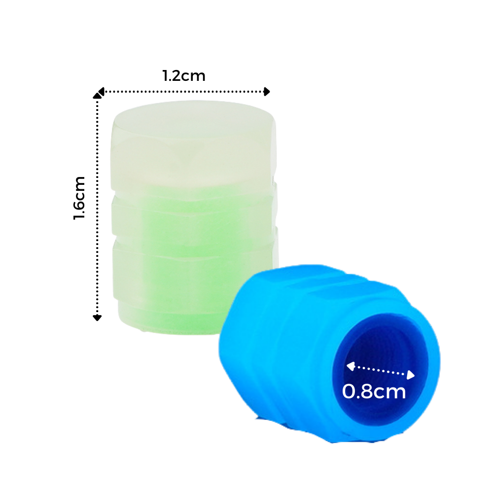 Bouchons de valves lumineux bleus Dicoly pour voitures, pièce détachée automobile et moto, visibles sur la voiture.