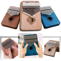 Kalimba Dido de 17 touches, instrumento musical de dedo, com acabamento azul e design compacto para tocar melodias.