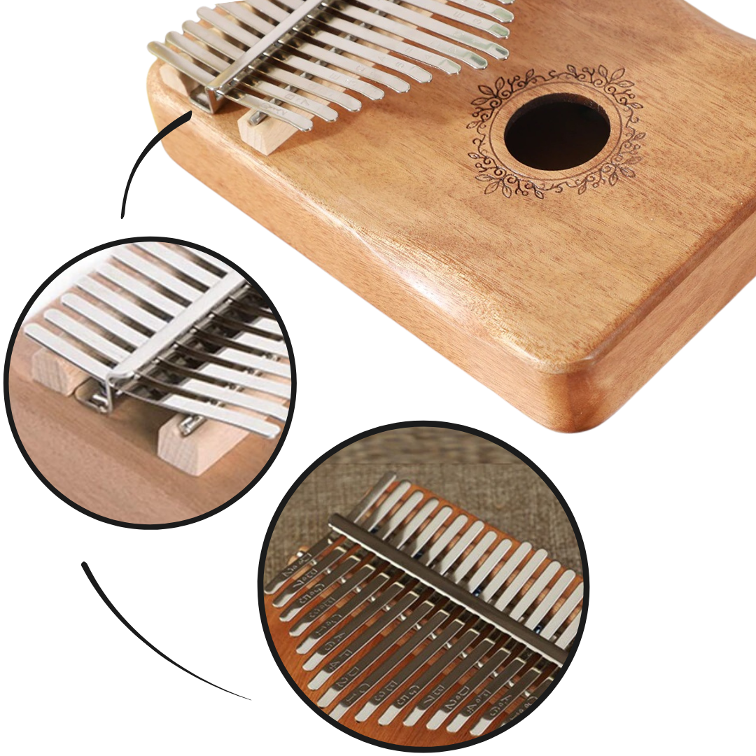 Kalimba Dido de 17 teclas, instrumento de música de dedo, na cor azul, com teclas de madeira e design compacto.