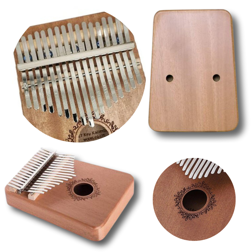 Kalimba Dido de 17 touches, instrumento de música de dedo, com acabamento azul e design compacto para tocar melodias.