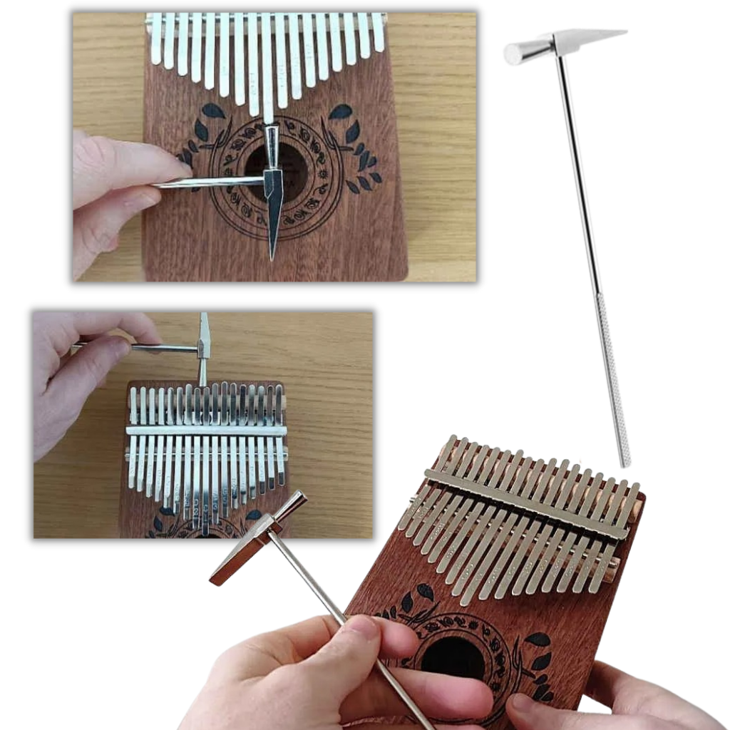 Kalimba Dido de 17 teclas, instrumento de música de dedo, com acabamento azul e detalhes visíveis na imagem.
