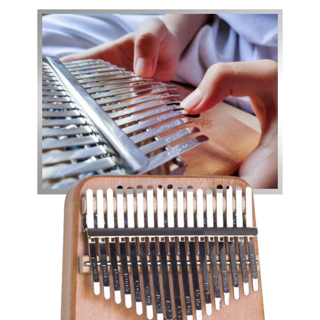 Kalimba Dido de 17 toques, instrumento de música de dedo, com acabamento azul e alavanca para toque suave e melódico.