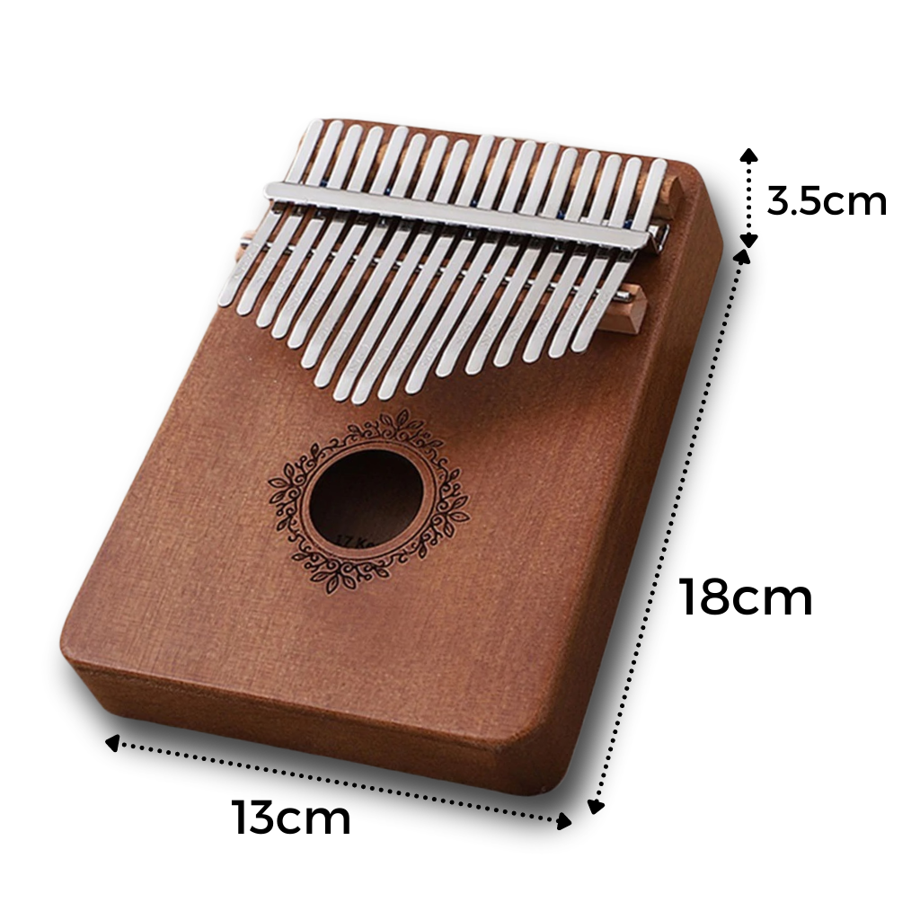 Kalimba Dido de 17 touches, instrumento de música azul, com teclas para dedilhar e produzir melodias suaves.