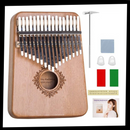 Kalimba de 17 touches da Dido, instrumento de música com corpo azul e teclas de metal, tocando na mão.