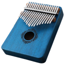 Kalimba de 17 teclas da Dido, instrumento musical de dedilhado em azul, com chaves de madeira e design compacto.
