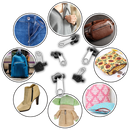 Conjunto de 6 cursors clipsáveis Dido para substituir fechos éclair em projetos de artesanato e costura.