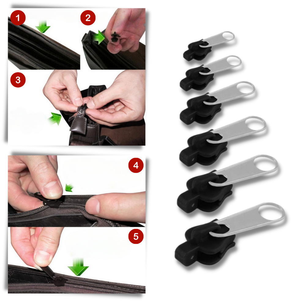 Conjunto de 6 cursors clipsáveis Dido para substituir fechos éclair em produtos de artesanato e costura.